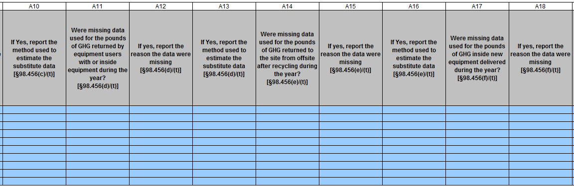 Image of the Subpart SS reporting form table.